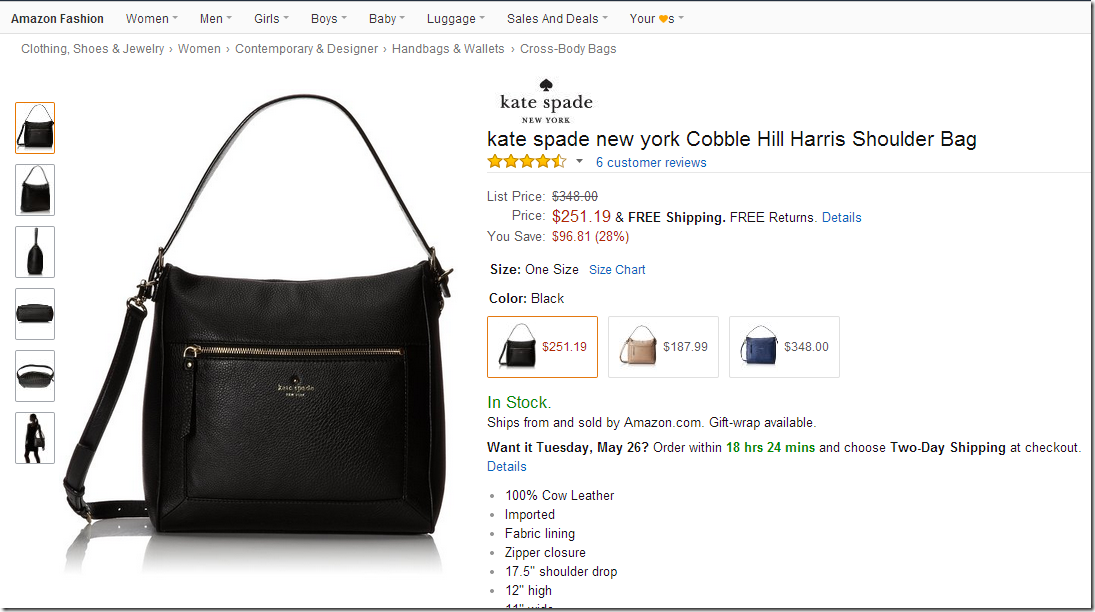 kate spade new york Cobble Hill Harris 女式真皮两用包